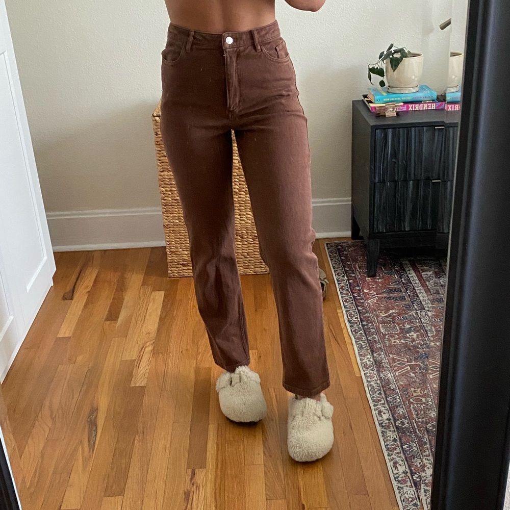 Aritzia "the arlo" brown denim pants